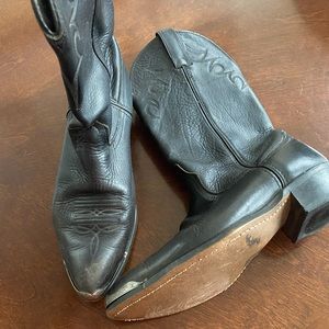 Black leather cowboy boots - Mens 9D